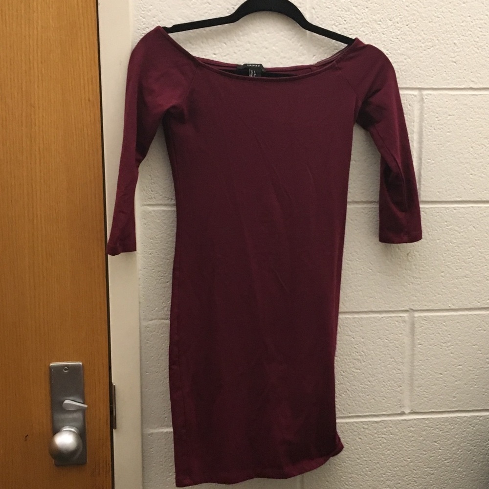 Burgundy Off The Shoulder Bodycon